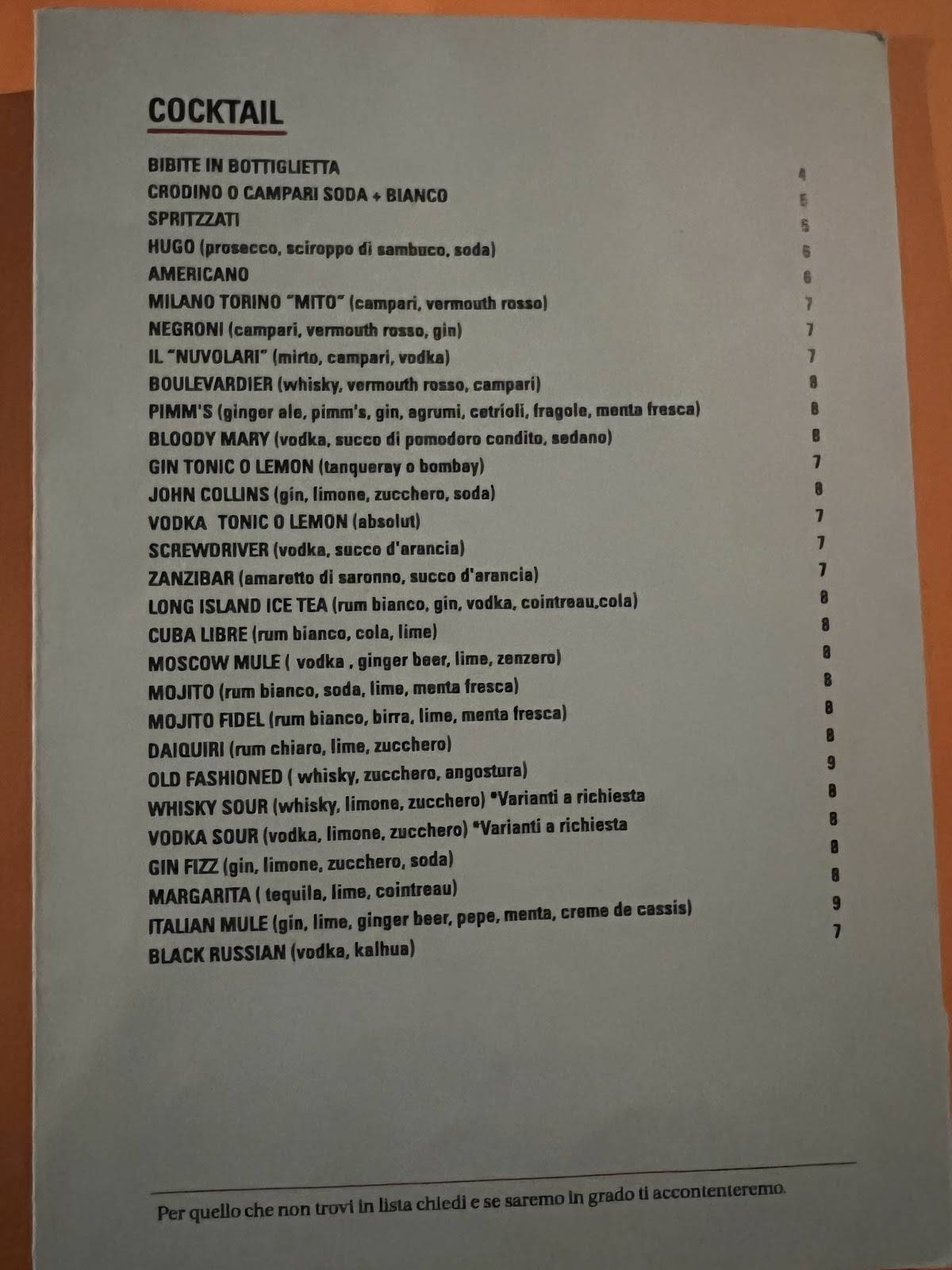 Menu di Libenter moderna osteria 
