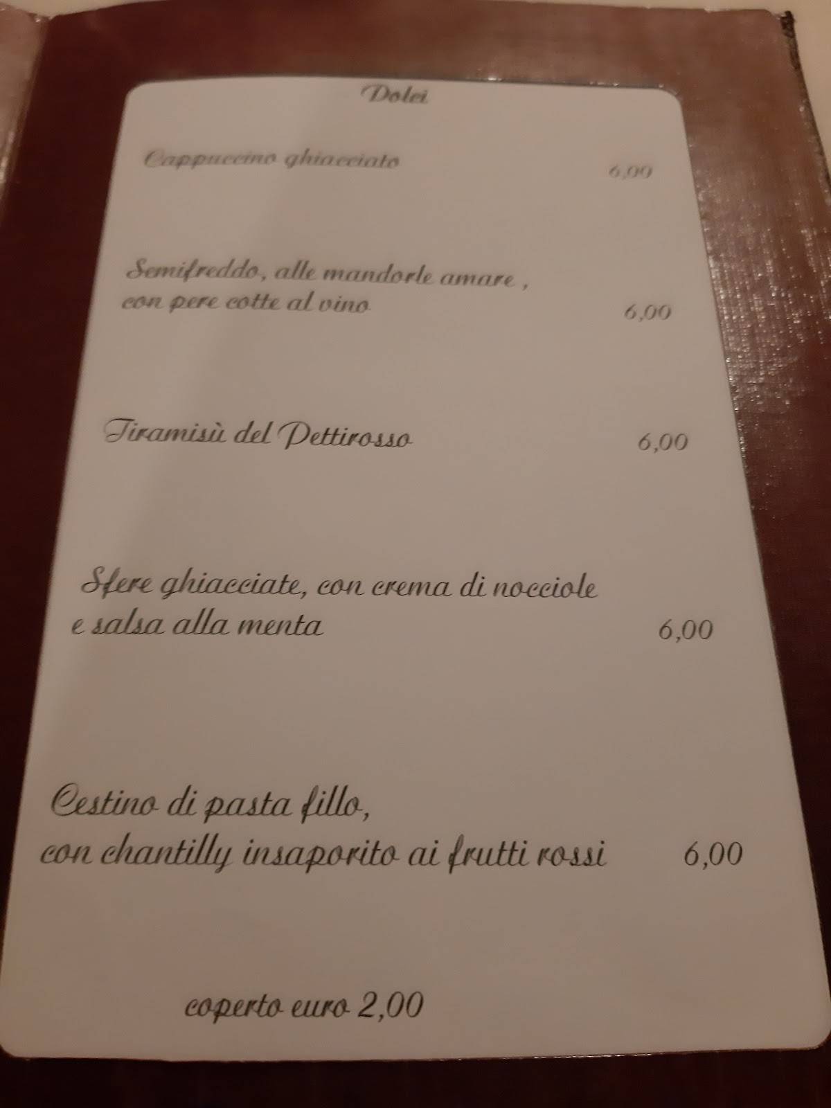 Menu di Locanda Del Pettirosso 