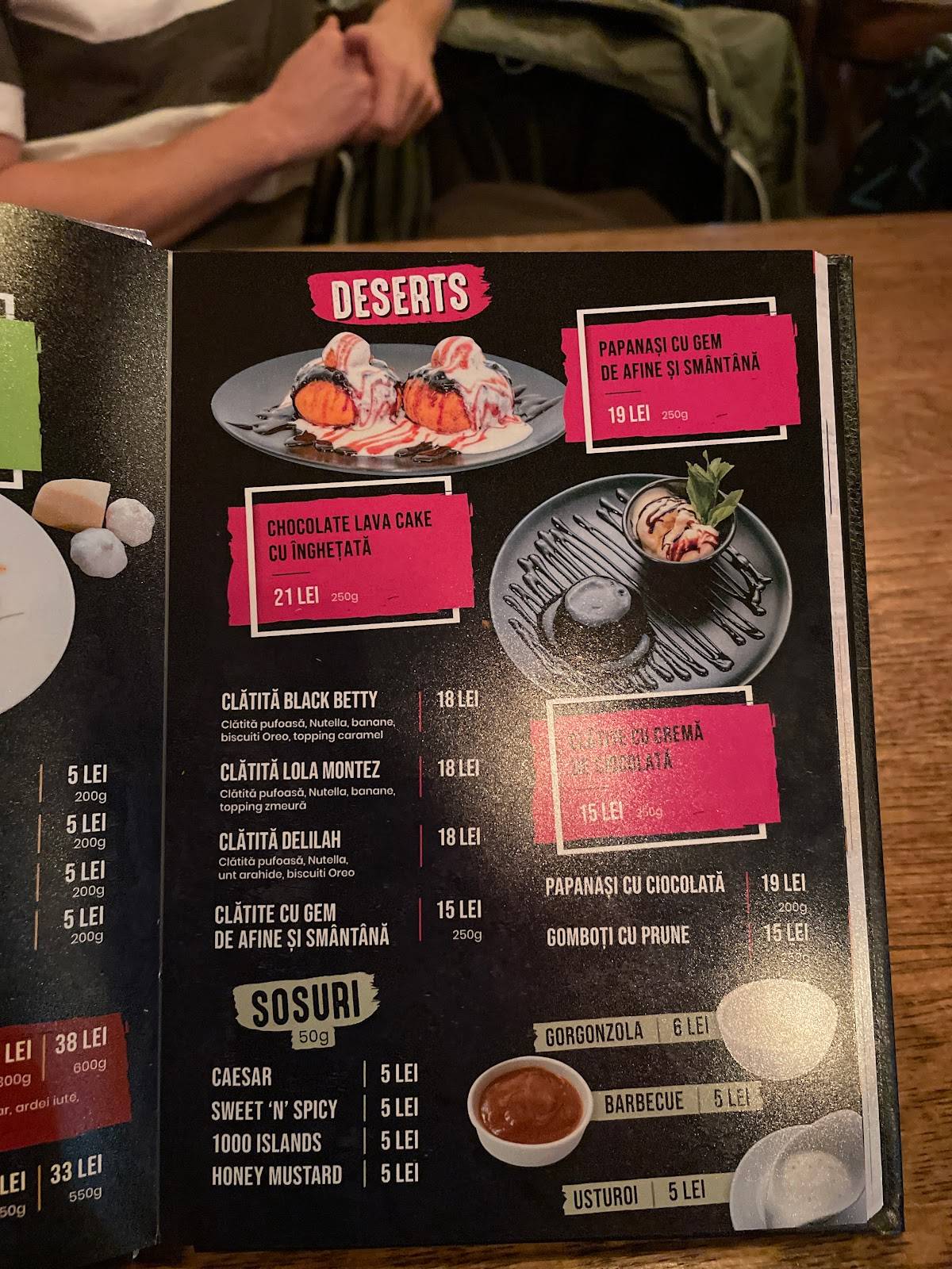 Menu at Log Out, Baia Mare, Str Vasile Lucaciu nr. 1