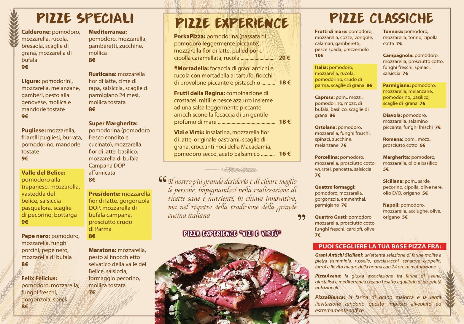 Menu di MAGIE Ristorante Pizzeria a Castelvetrano 