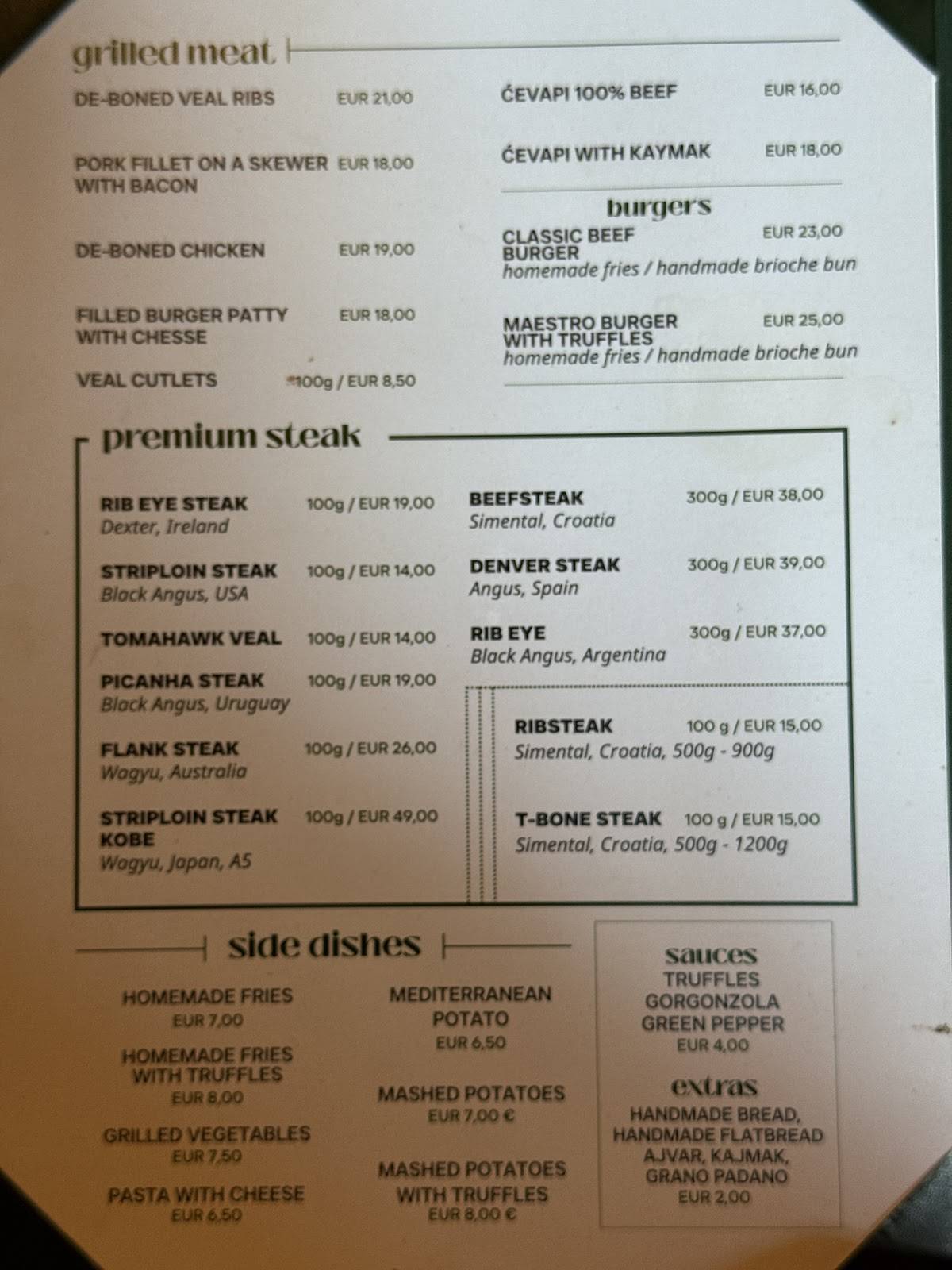 Menu di Maestro Grill Club Split 