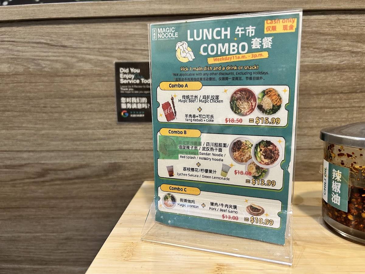 Menu de Magic Noodle