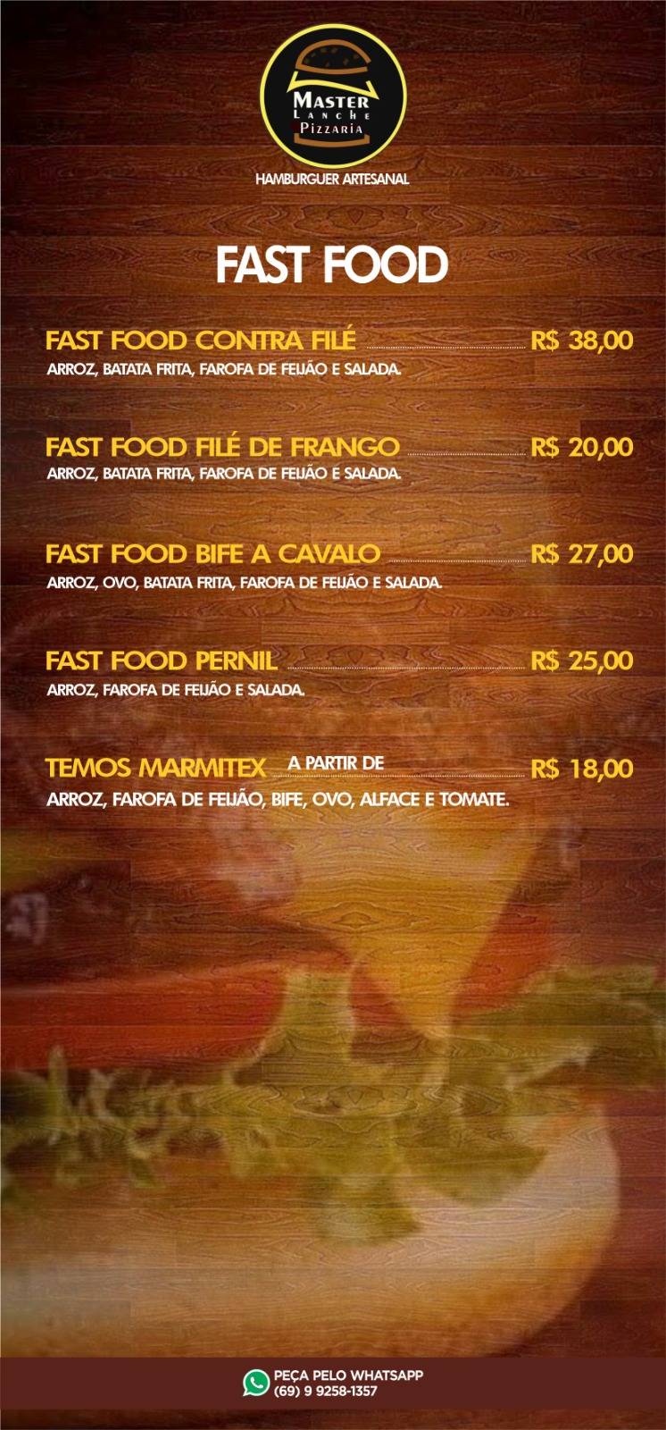 Master Lanche e Pizzaria delivery e retirada cardápio
