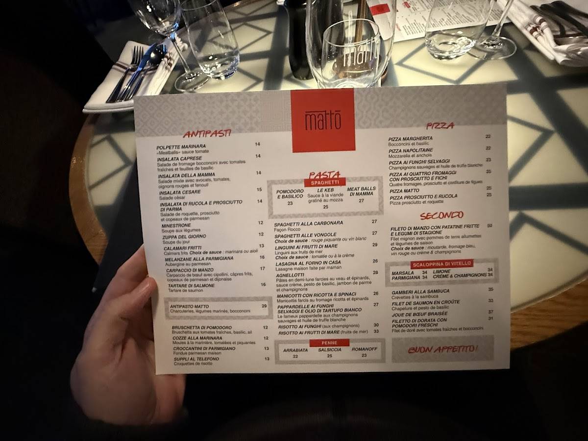 Menu de Matto - Lévis