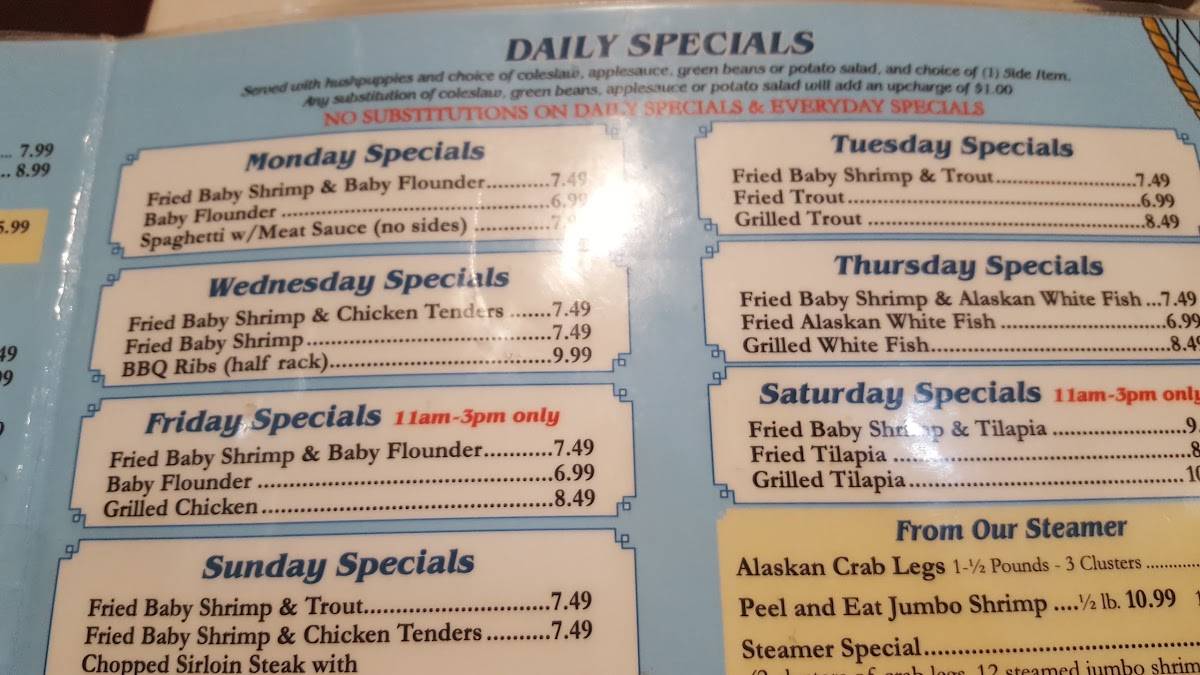 Menu at Mayflower Seafood Restaurant Greenville, Winterville