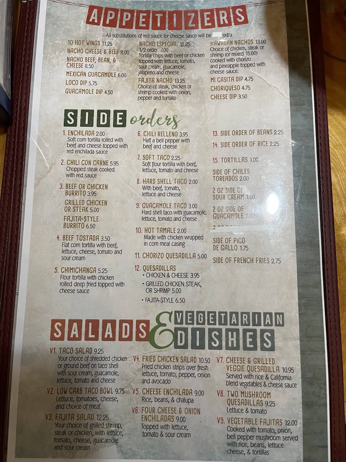 Menu at Mi Casita Mexican Restaurante, Laurel