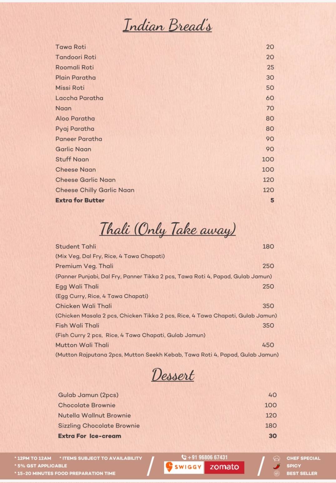 Mr. Tandoor Restaurant menu