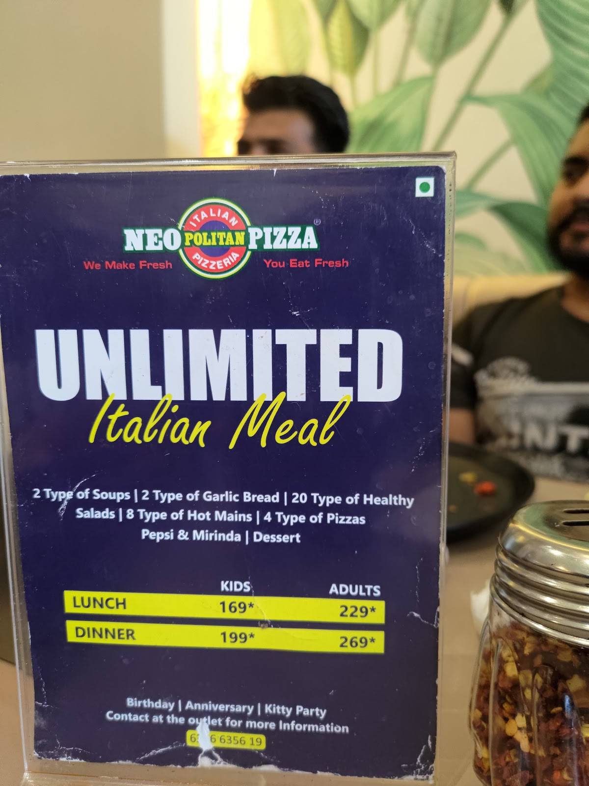 Neo Politan Pizza menu
