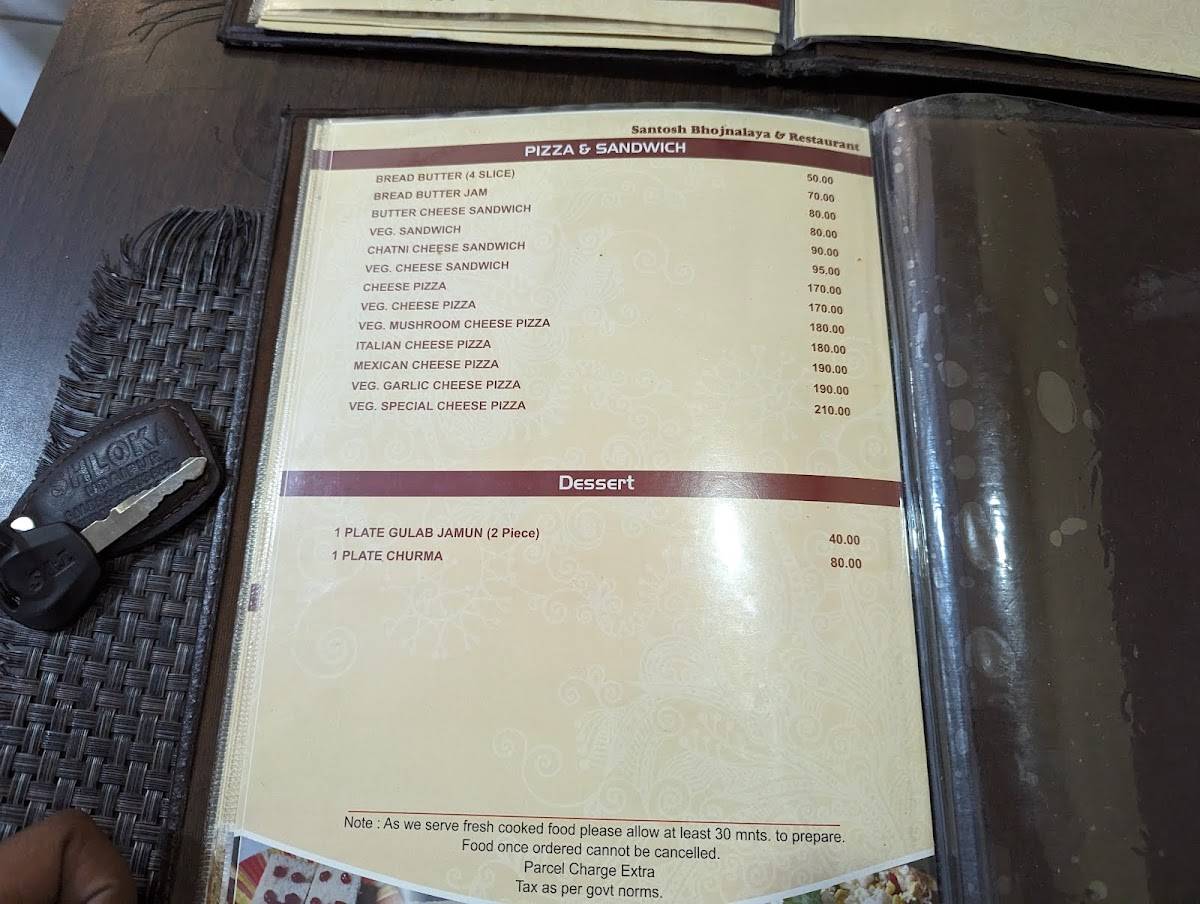 New Santosh Bhojnalaya & Restaurant menu