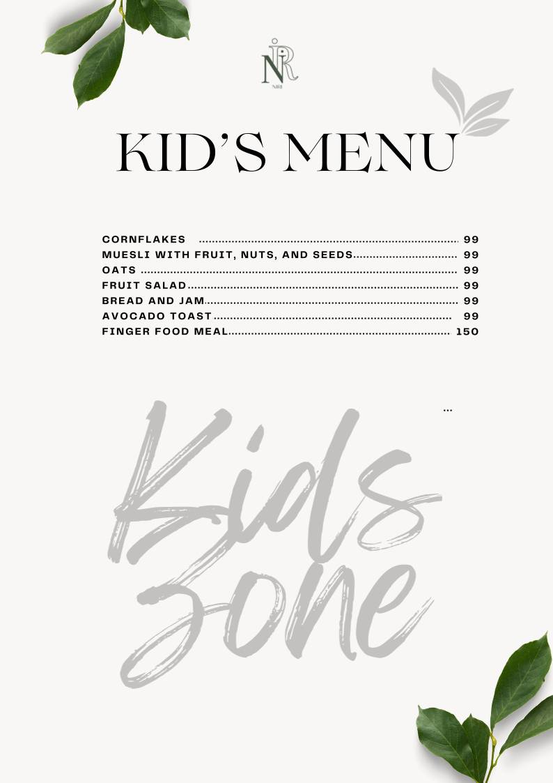 Niri's Park View Restaurant menu