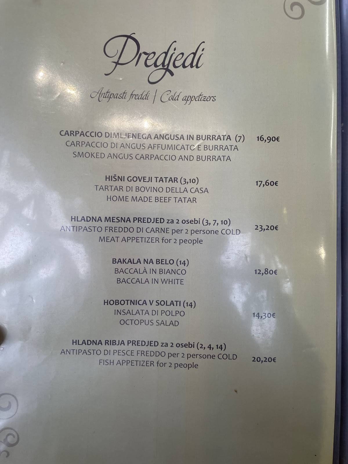 Menu di Oljka 