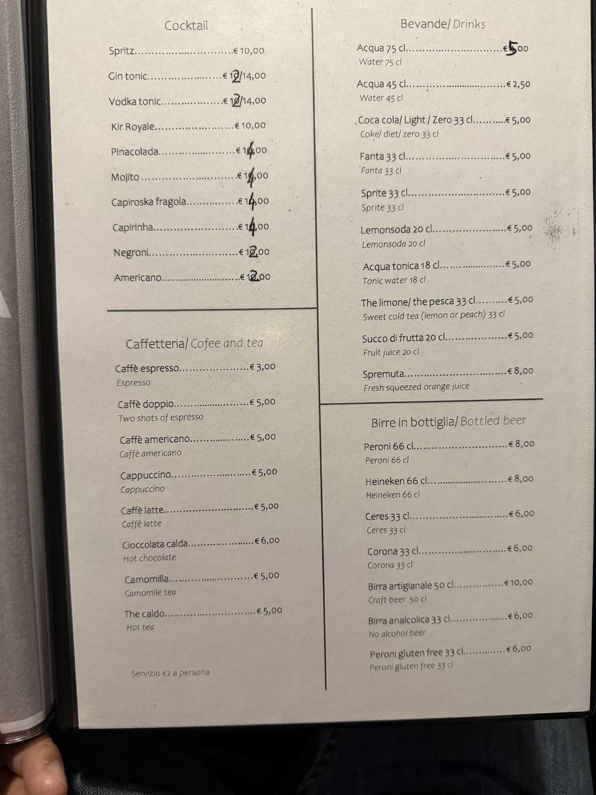 Menu di Osteria Bacco 