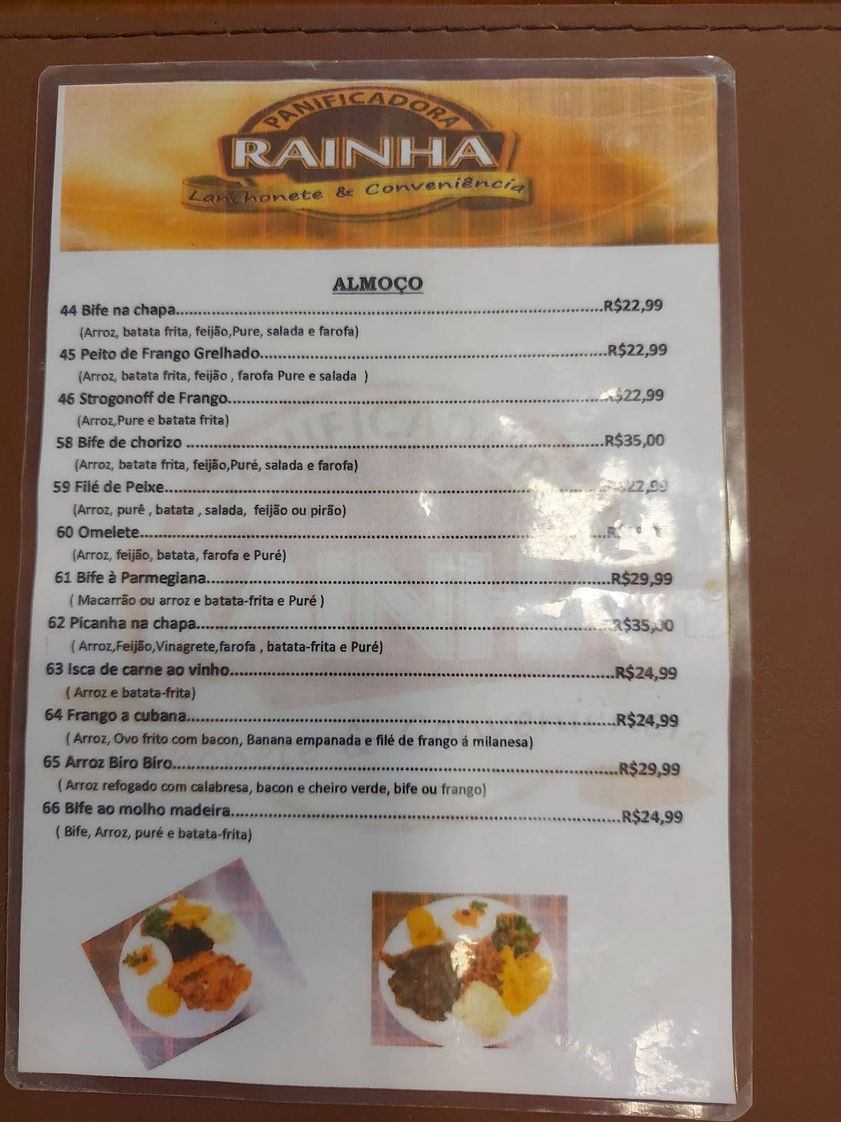 Padaria Rainha cardápio