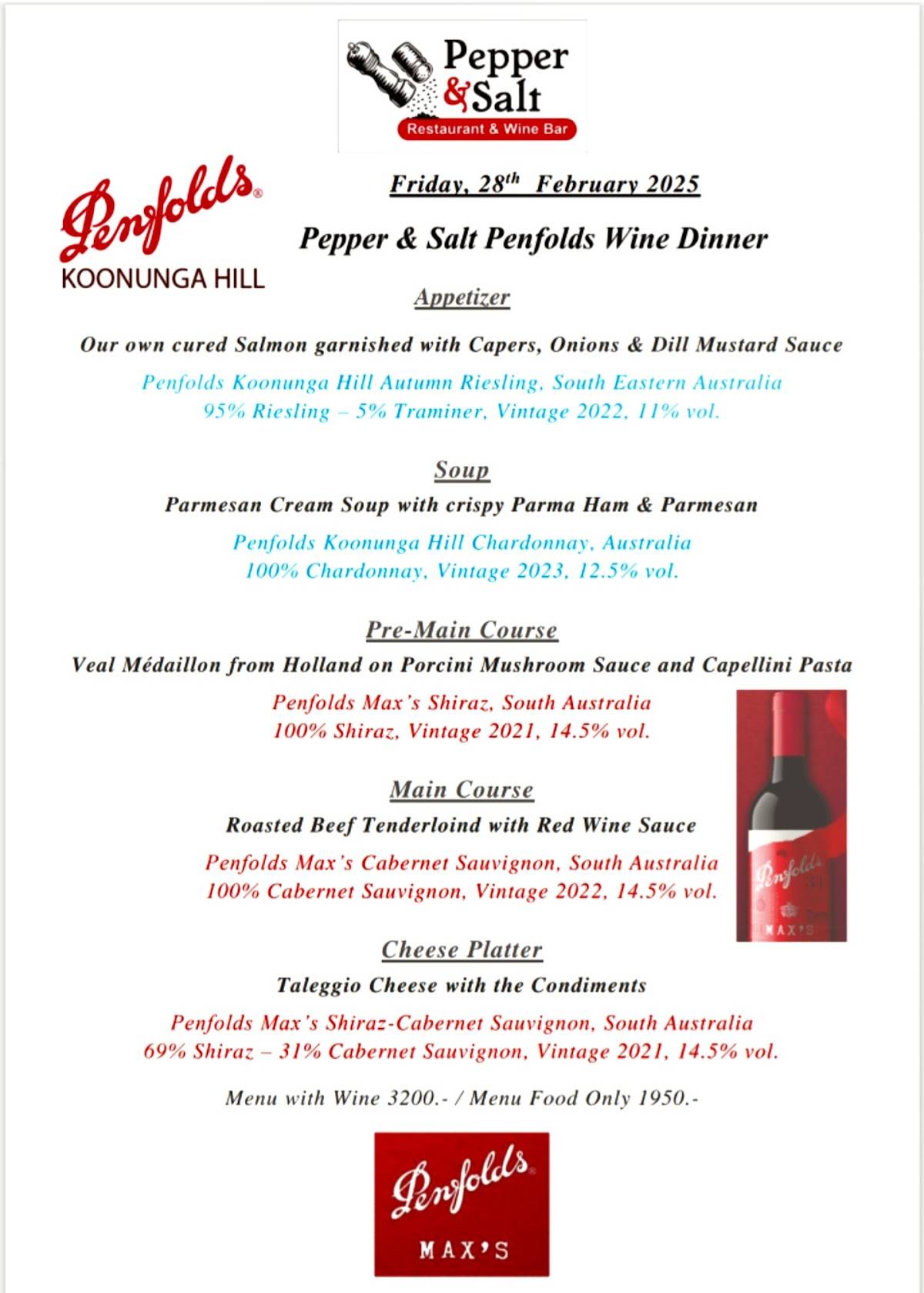 Menu at Pepper & Salt restaurant, Pattaya City, 69