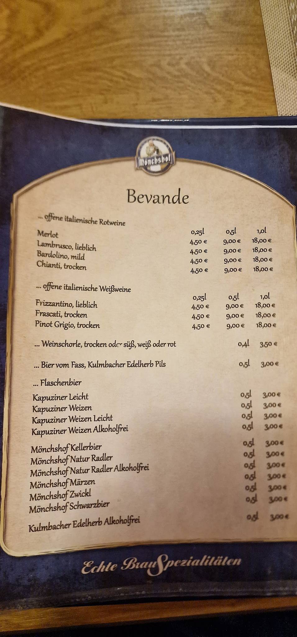 Speisekarte von Restaurant Piccola Italia, Thurnau
