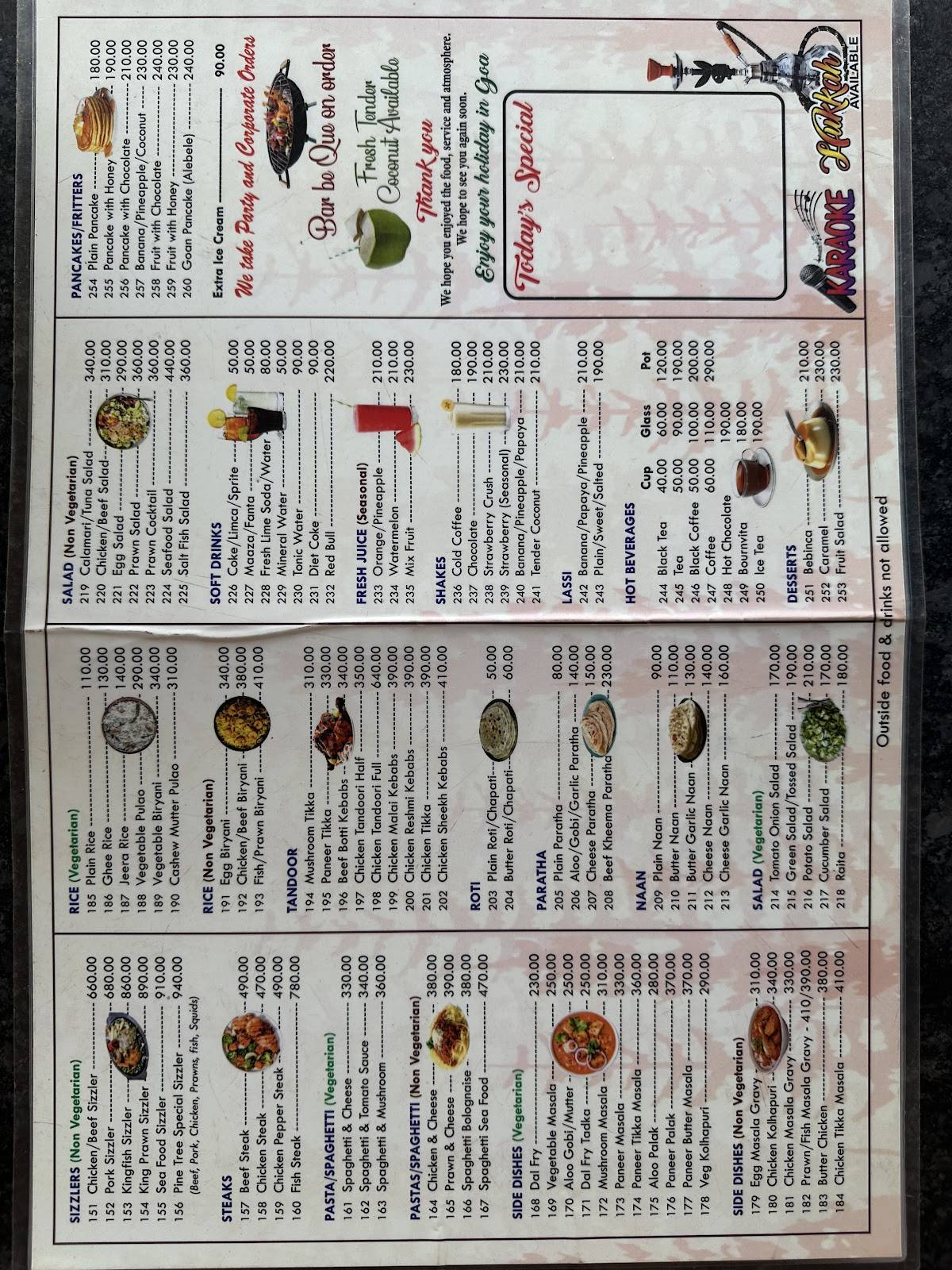Pine Tree Beach Shack menu