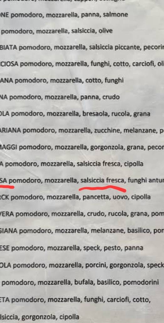 Menu di Pizzeria Al Volo 