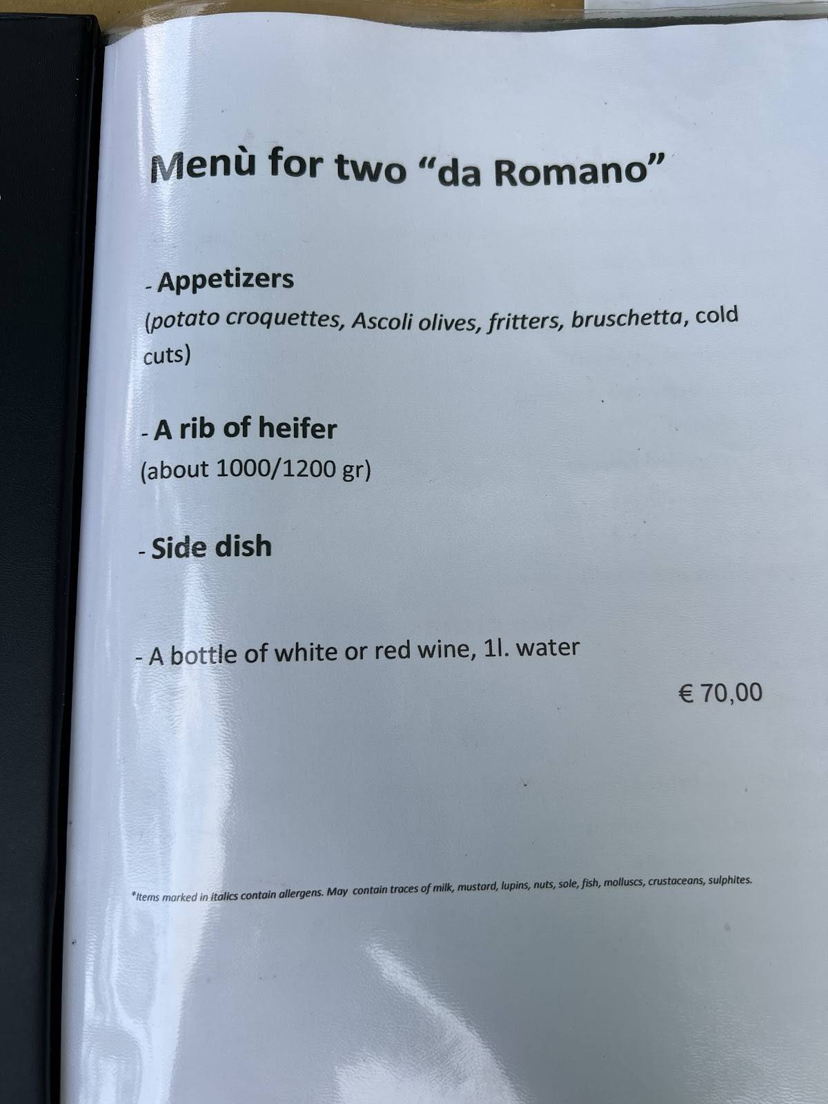 Menu di Pizzeria-Braceria da Romano 