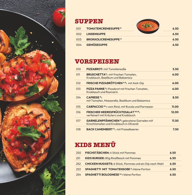 Menu de Pizzeria Libretto Rodgau