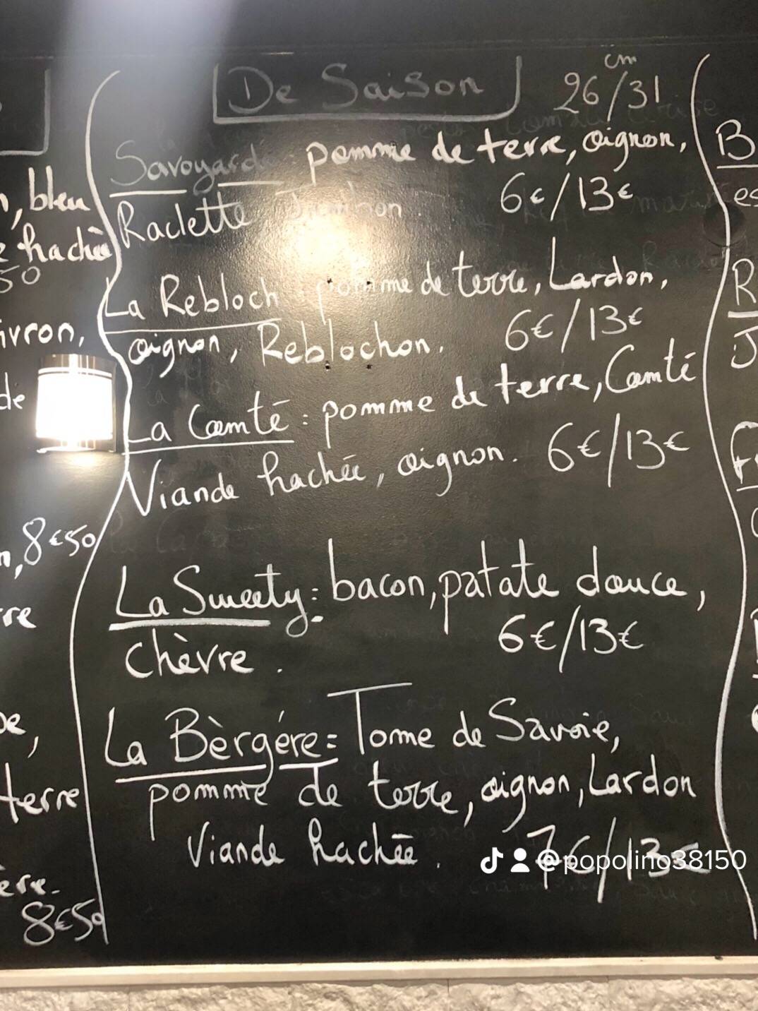 Menu de Popolino pizza