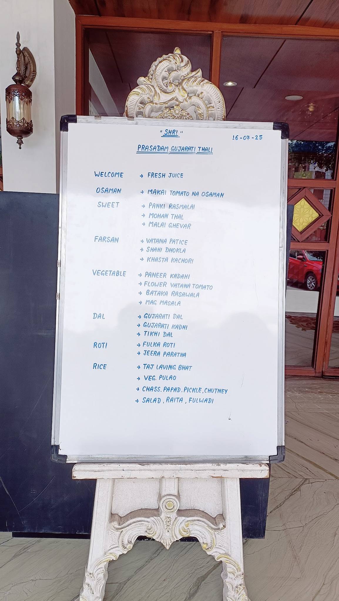 Prasadam Gujarati Thali menu