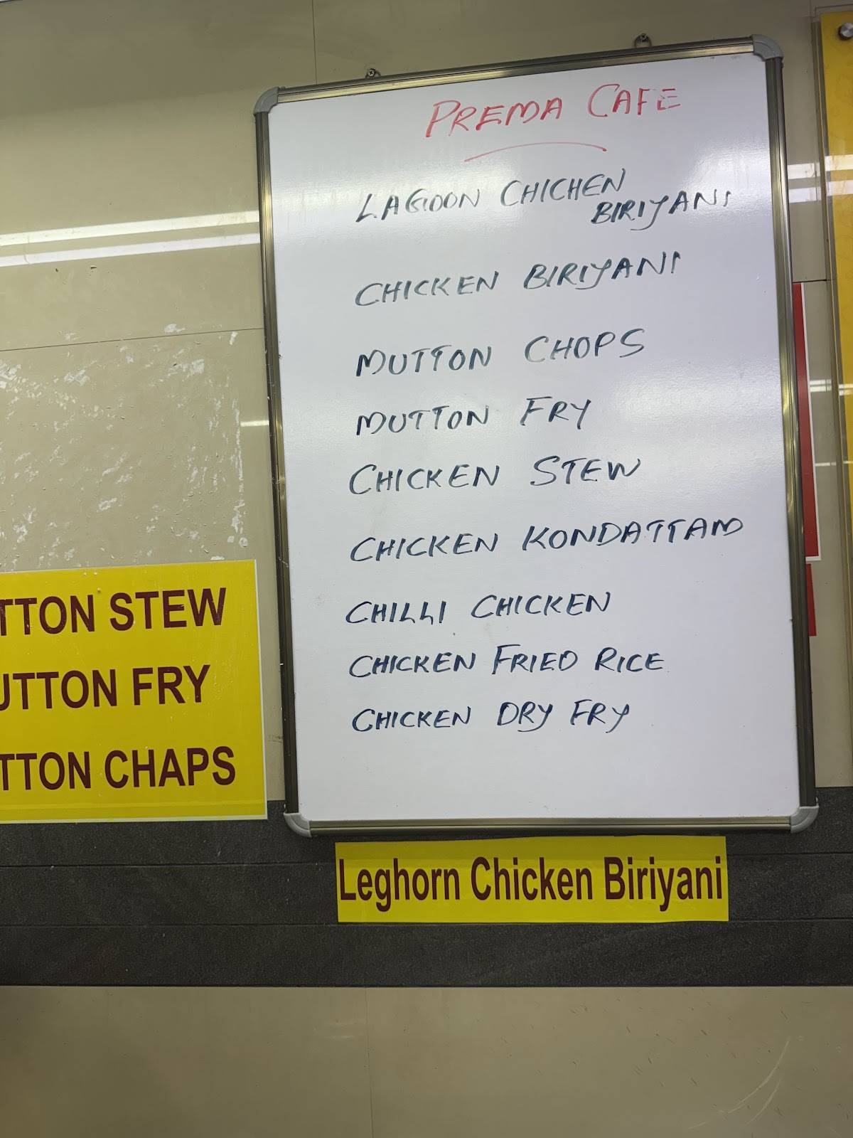 Prema Cafe menu