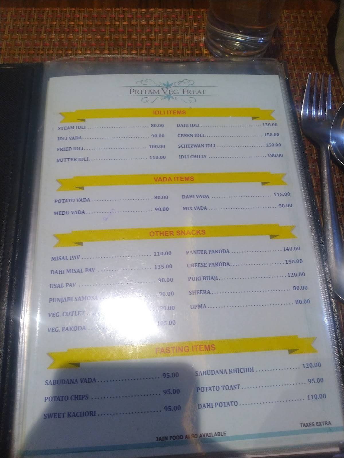 Pritam Veg Delight menu