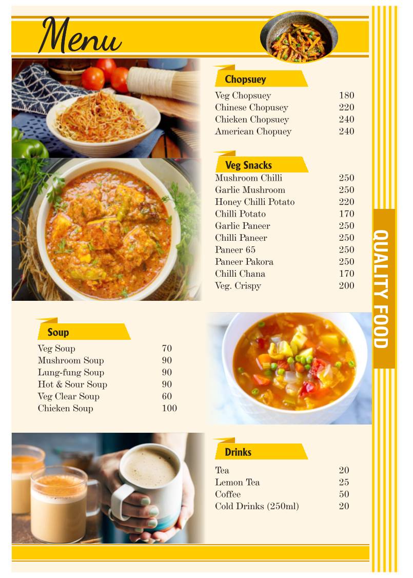 Quality Foods menu