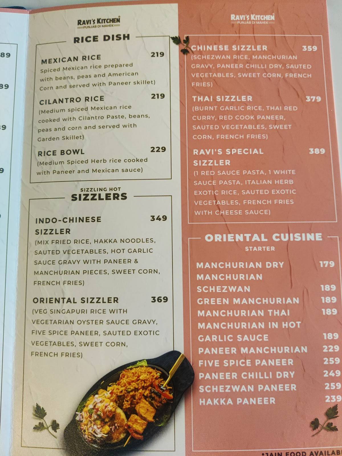 Ravi's Kitchen menu