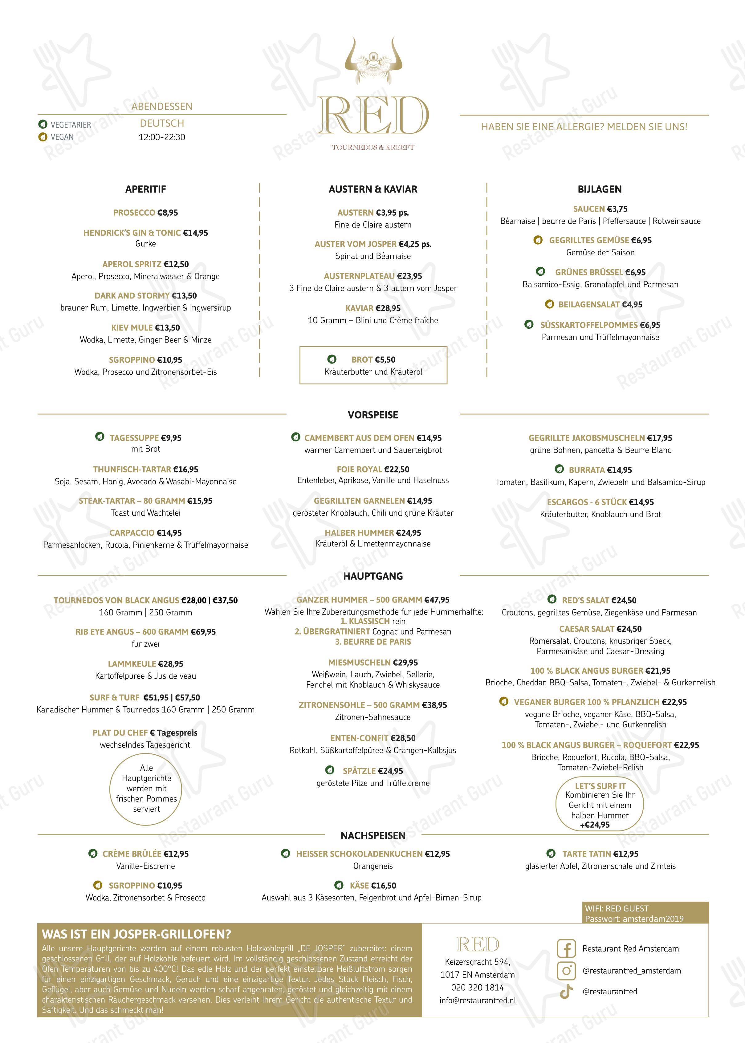 Коктейльная карта pour Restaurant Red dans Amsterdam