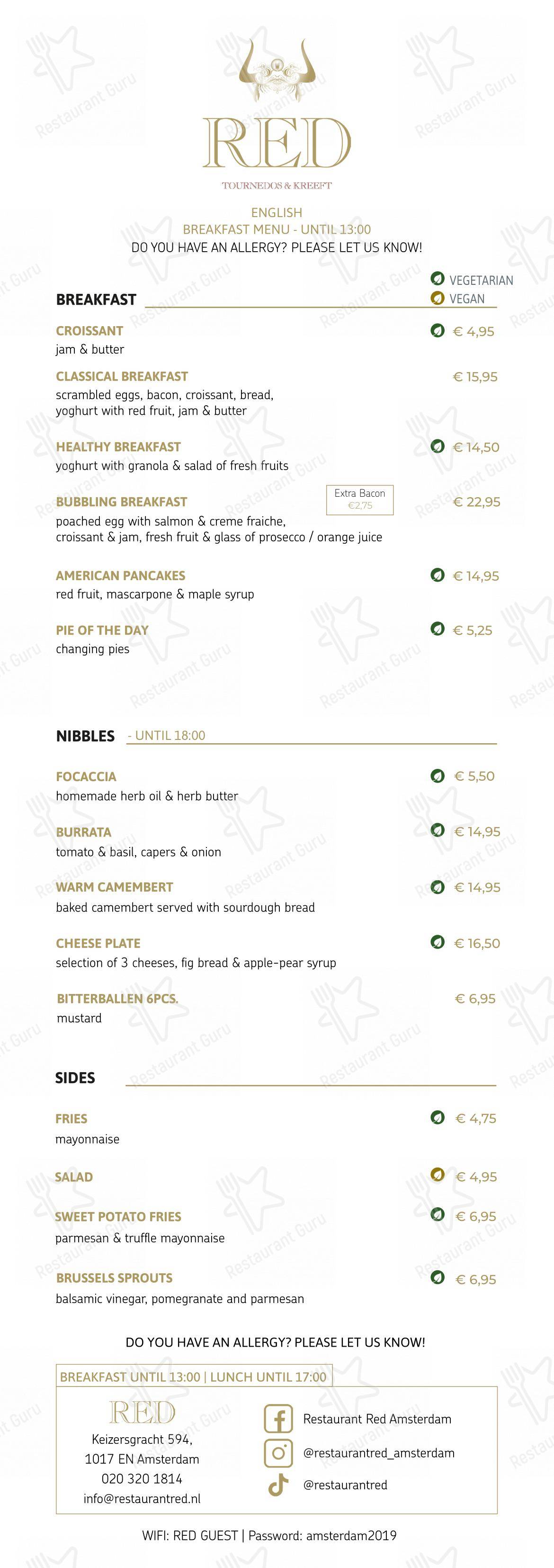 Menu pour Restaurant Red - Wine Menu