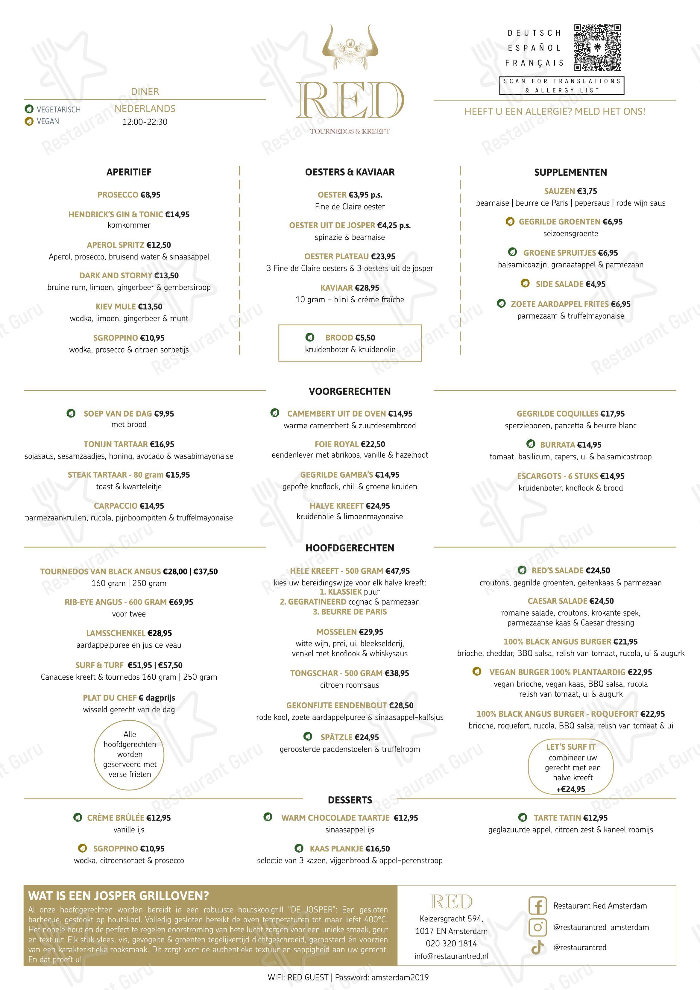 Menu pour Restaurant Red - Menu bar