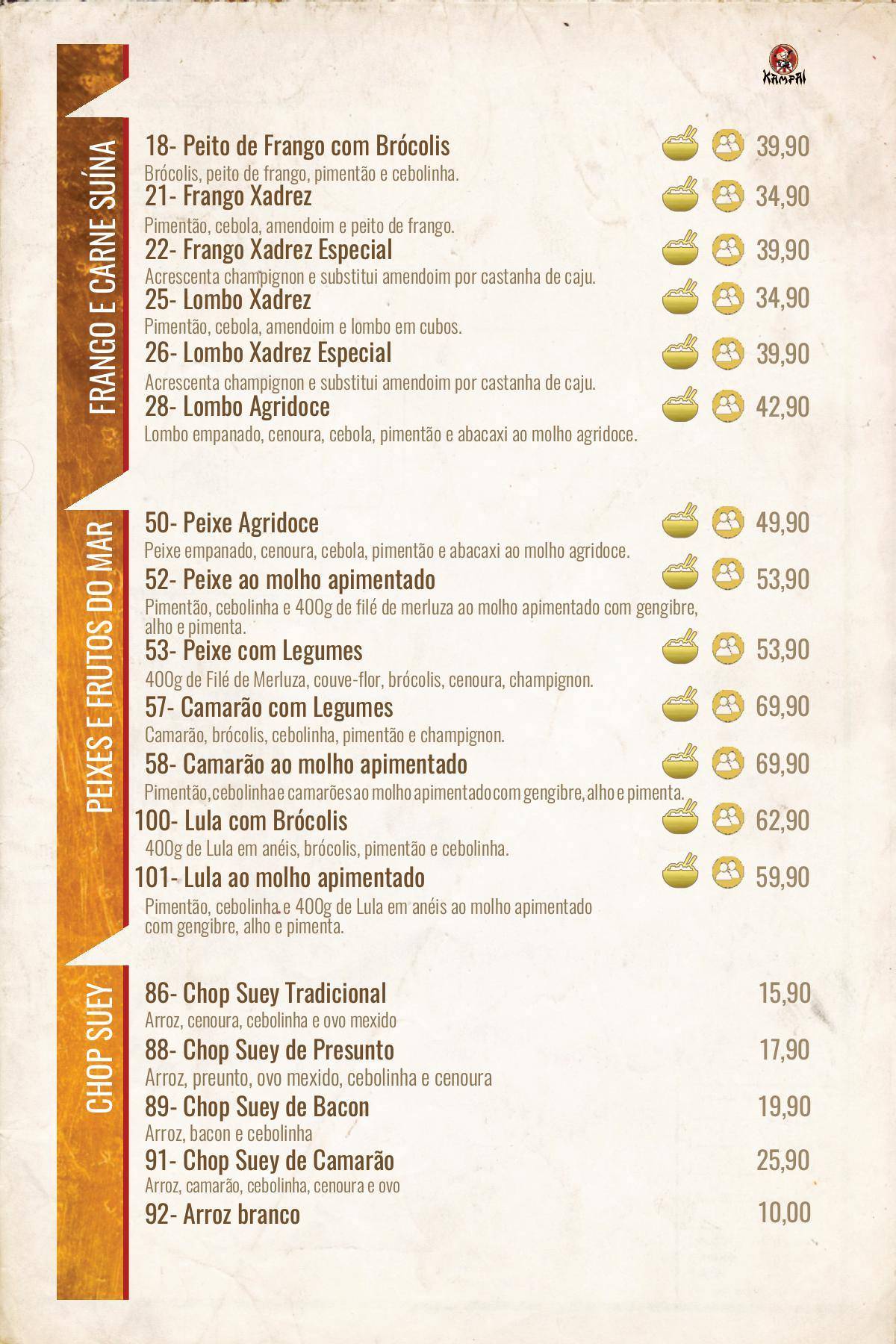 Kampai cardápio