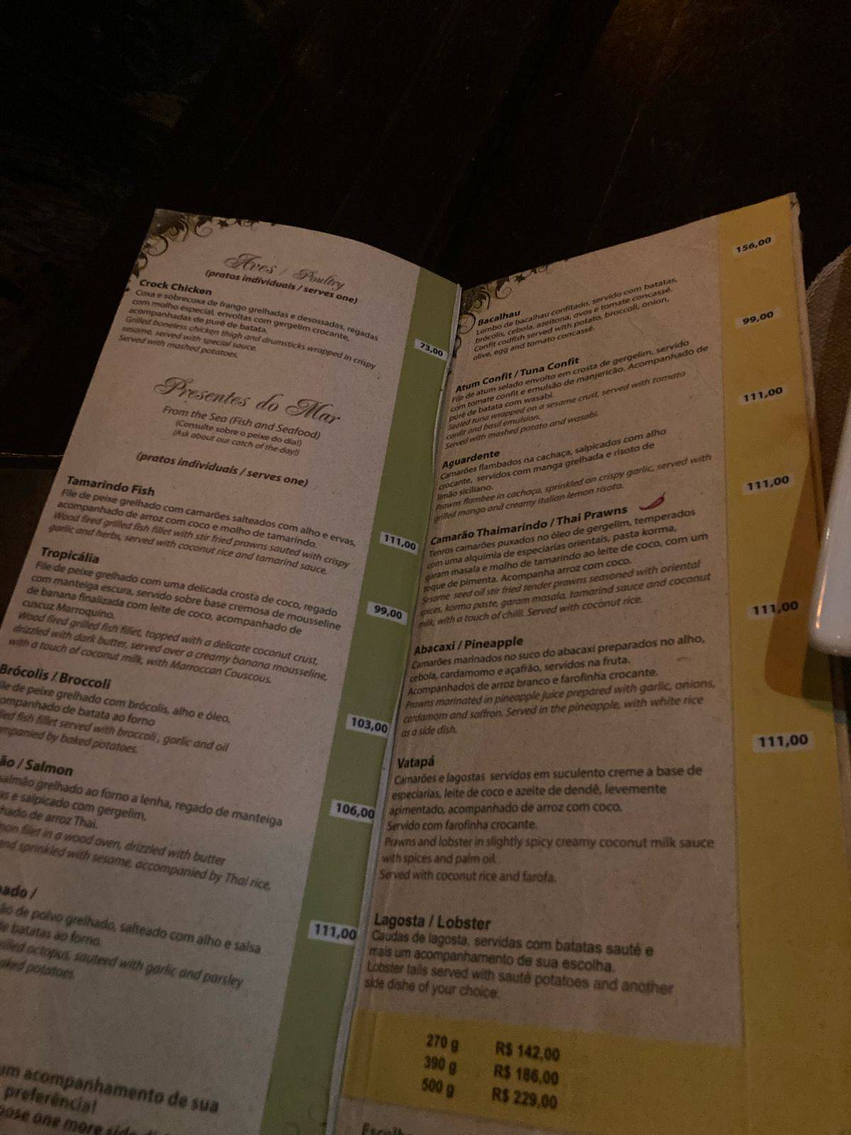 Restaurante Tamarindo cardápio