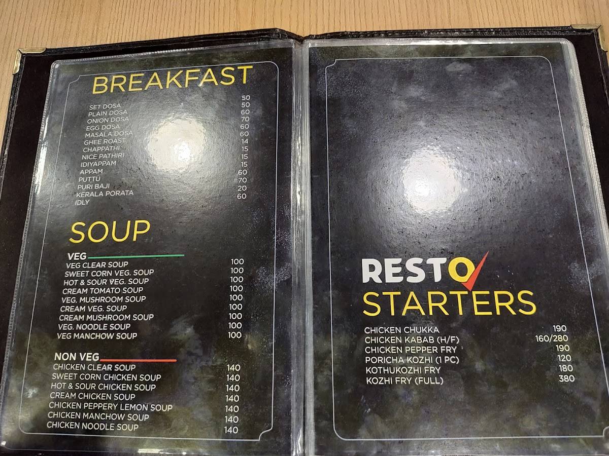 Restorite Restuarant menu