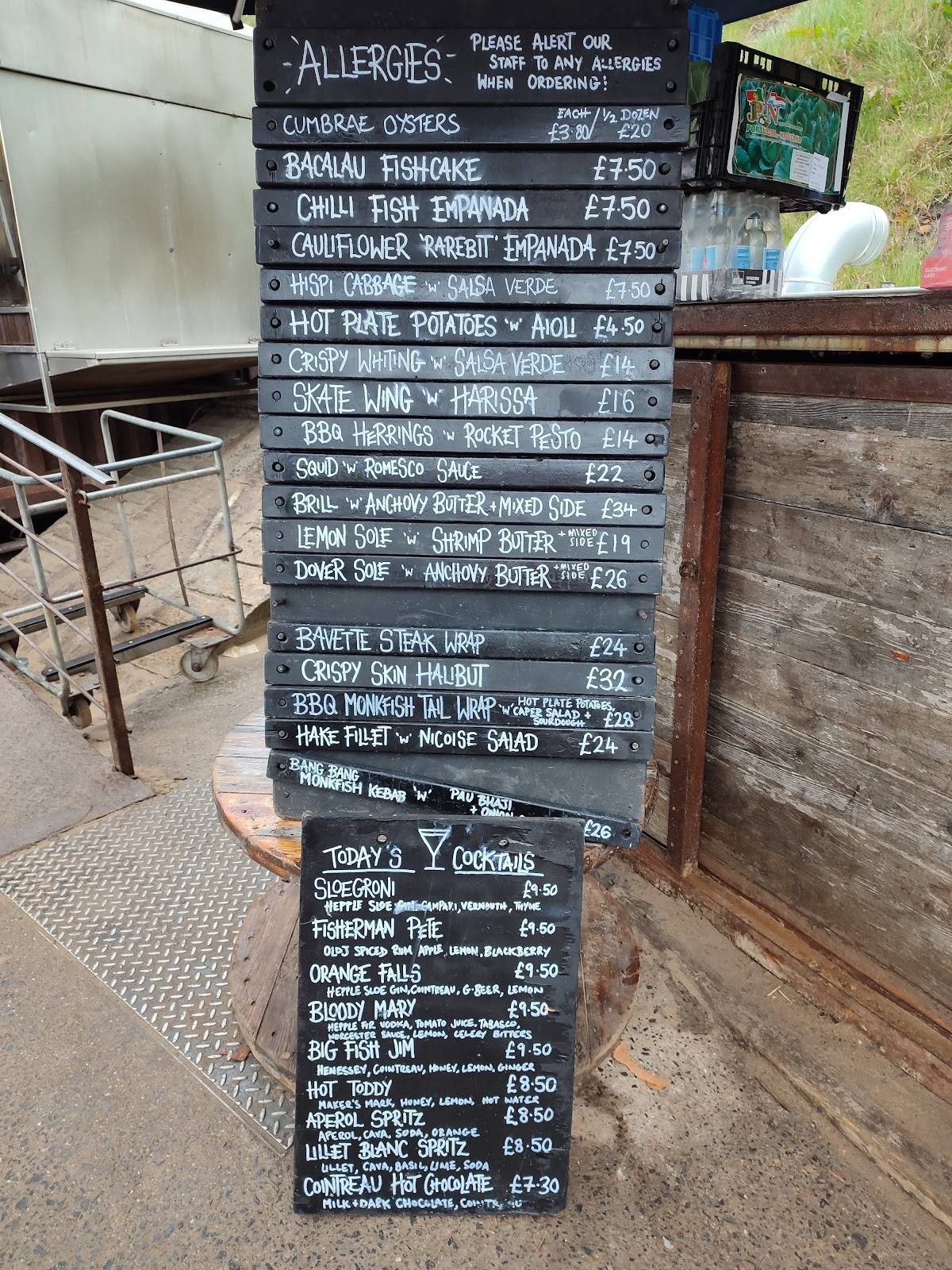 Menu at Riley's Fish Shack restaurant, Tynemouth