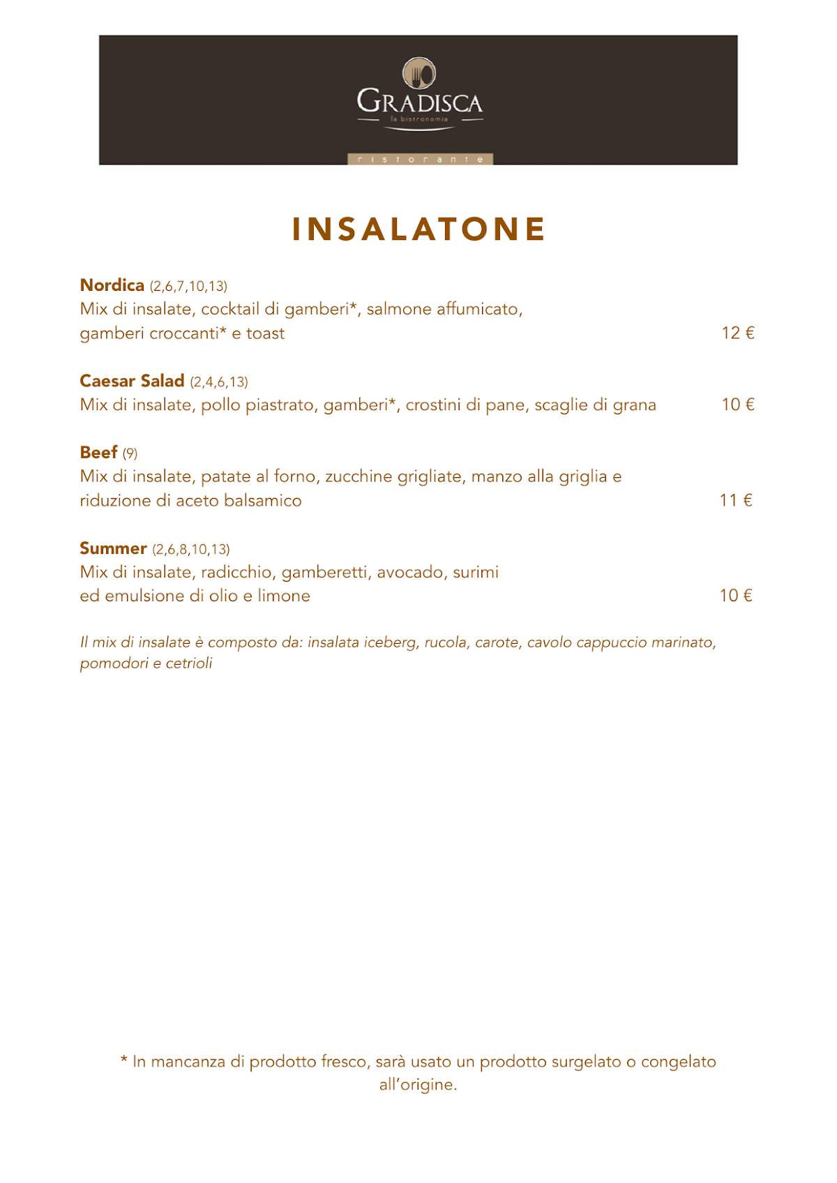 Menu di Ristorante Creperia Gradisca 