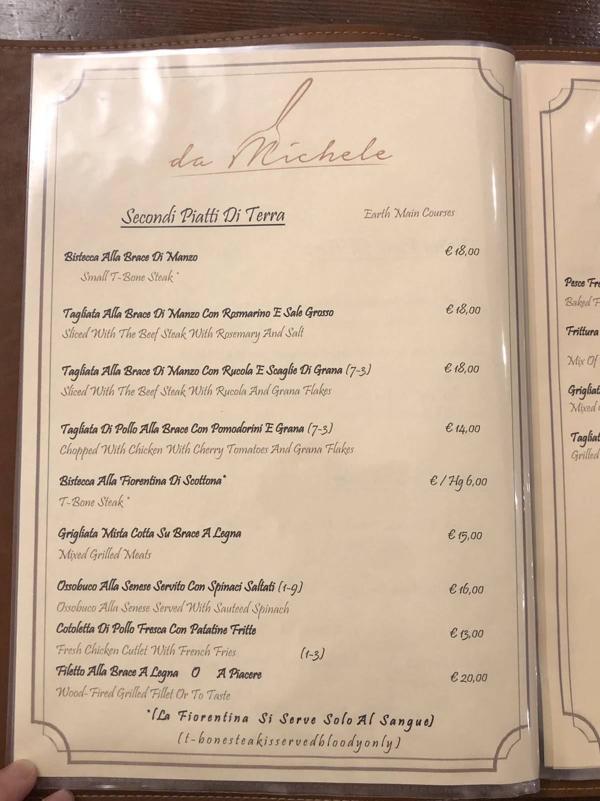 Menu di Ristorante Da Michele 