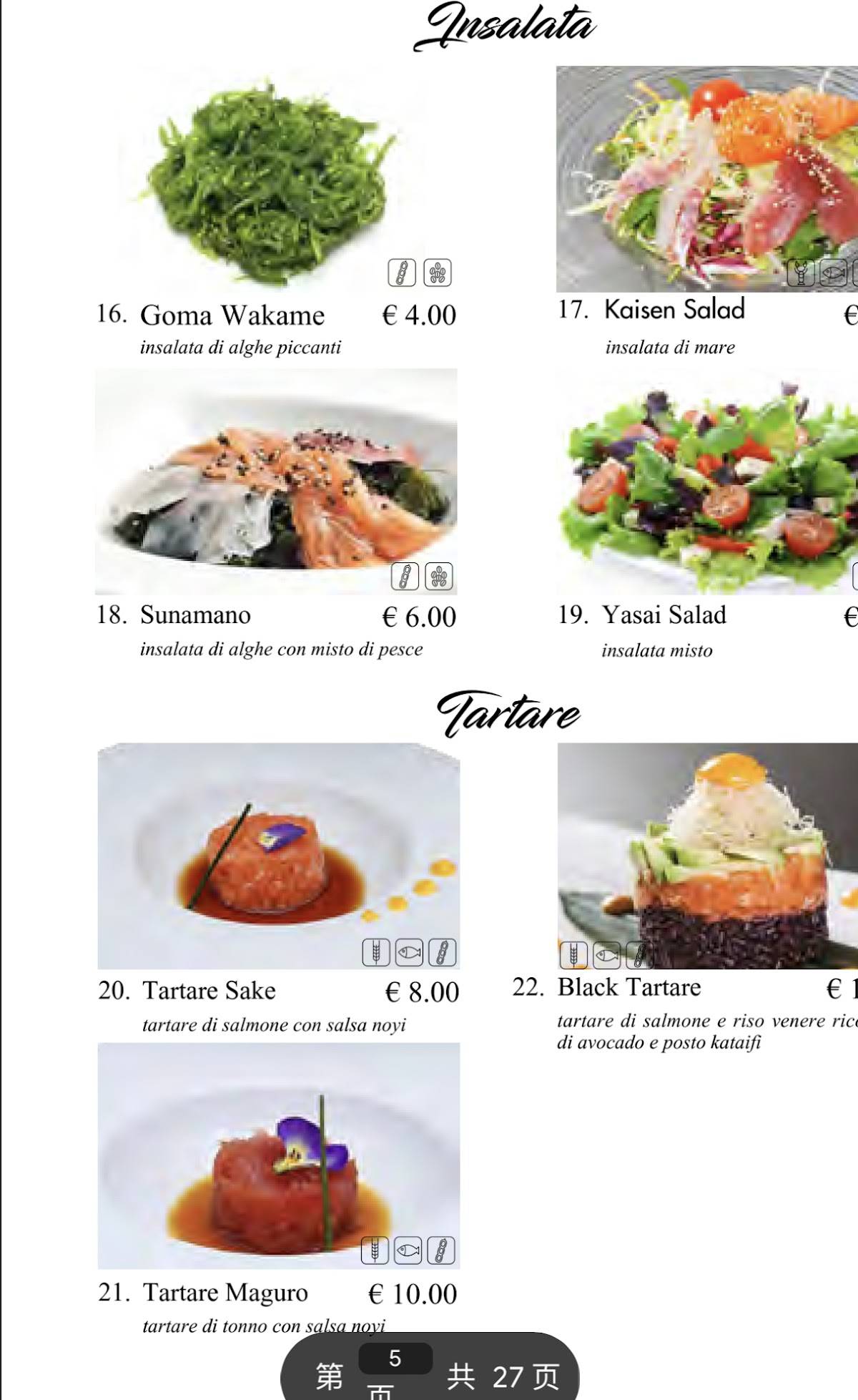 Menu di Ristorante Giapponese NOYI 