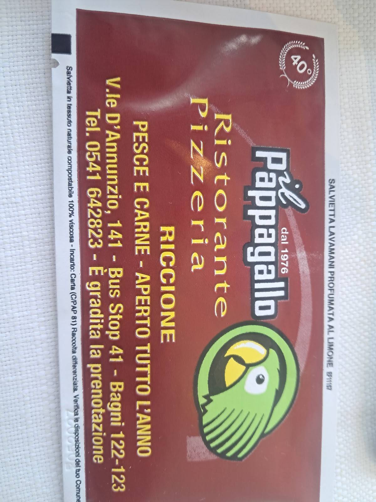 Menu di Ristorante Il Pappagallo riccione dal 1976 
