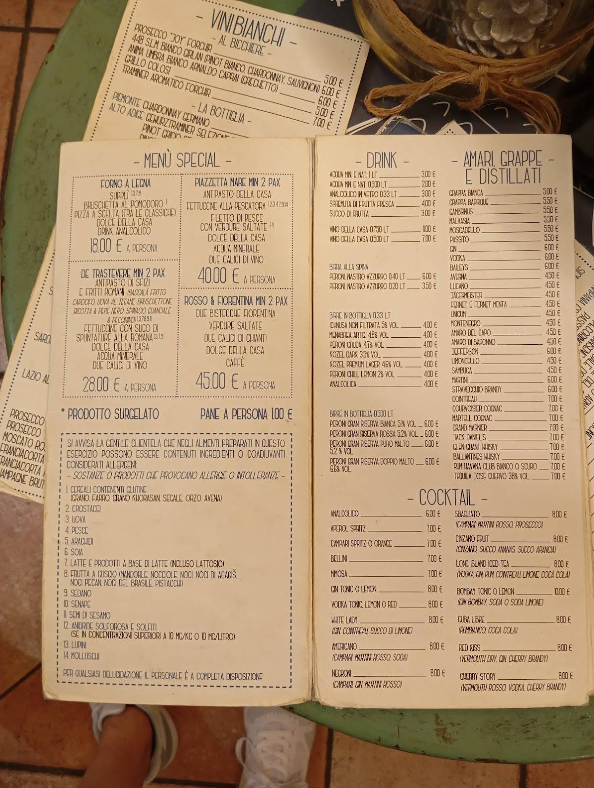 Menu di Ristorante Pizzeria La Piazzetta De Trastevere 