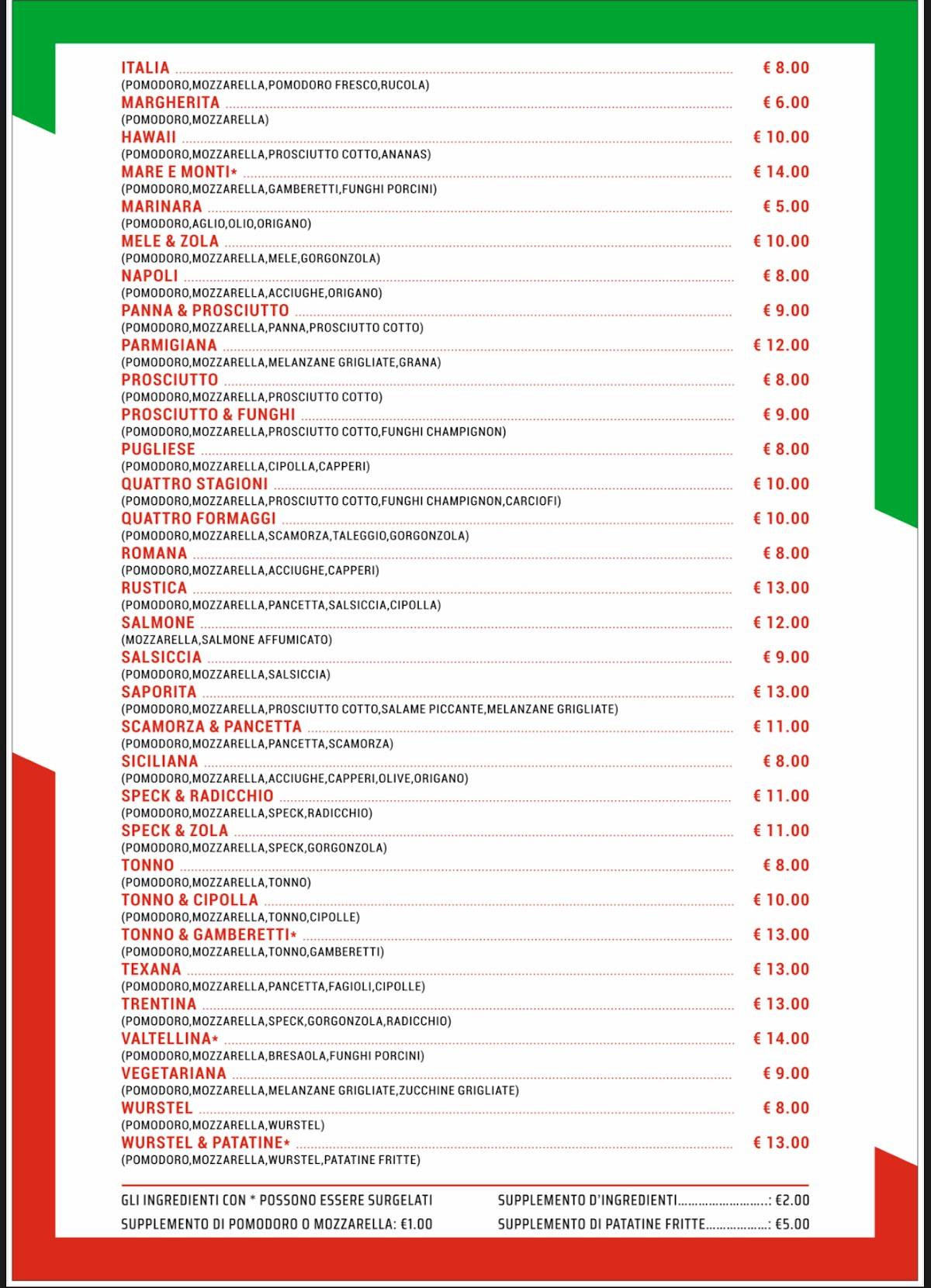 Menu di Ristorante Pizzeria Da Chicco 