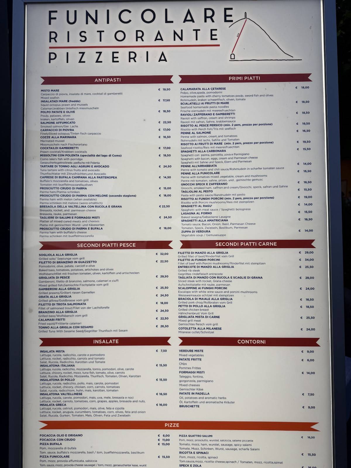 Menu di Ristorante Pizzeria Funicolare 