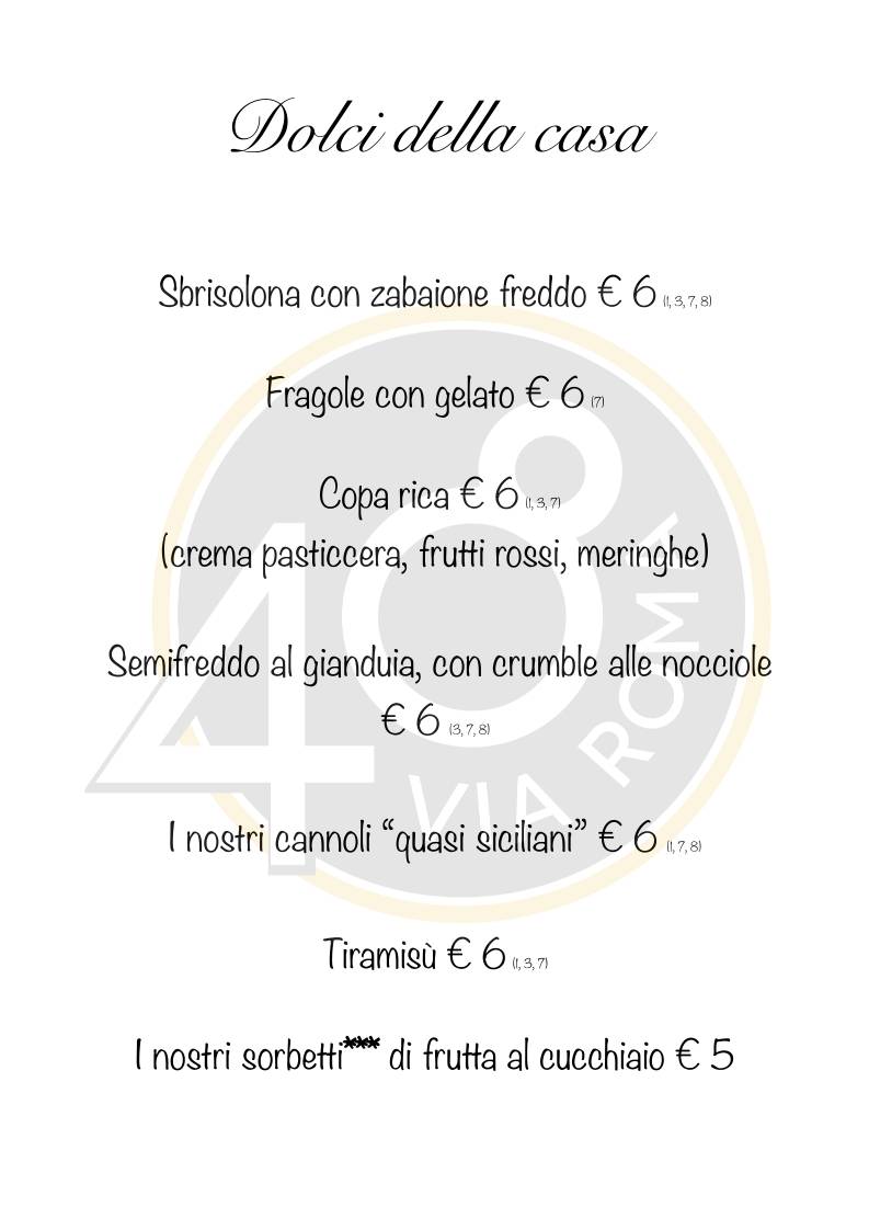 Menu di Ristorante Pizzeria Via Roma 48 