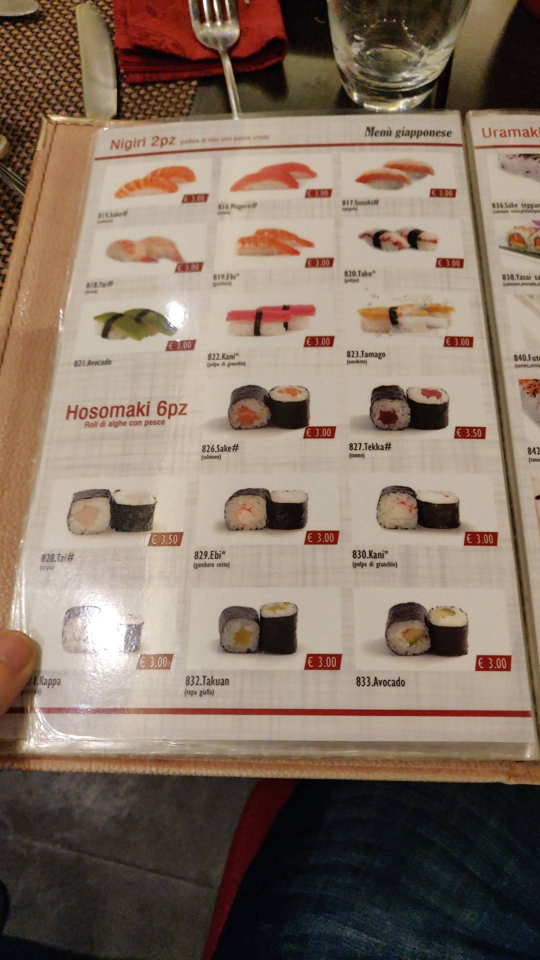 Menu di Ristorante Saien 