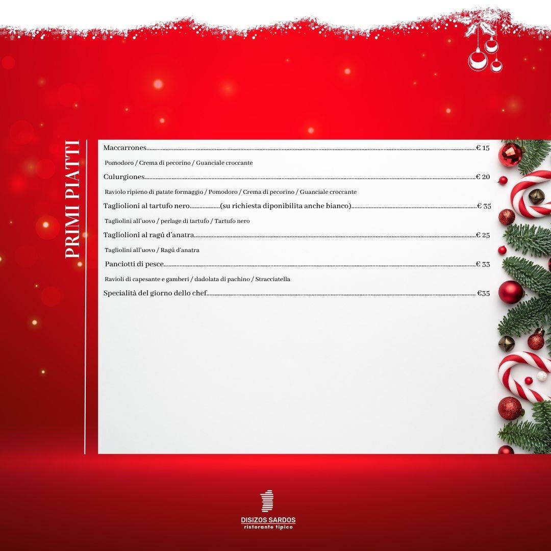 Menu di Ristorante Tipico Disizos Sardos Olbia 