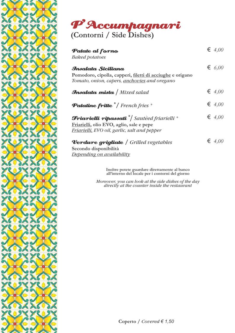 Menu di Rollo' Trattoria & Gastronomia Siciliana 