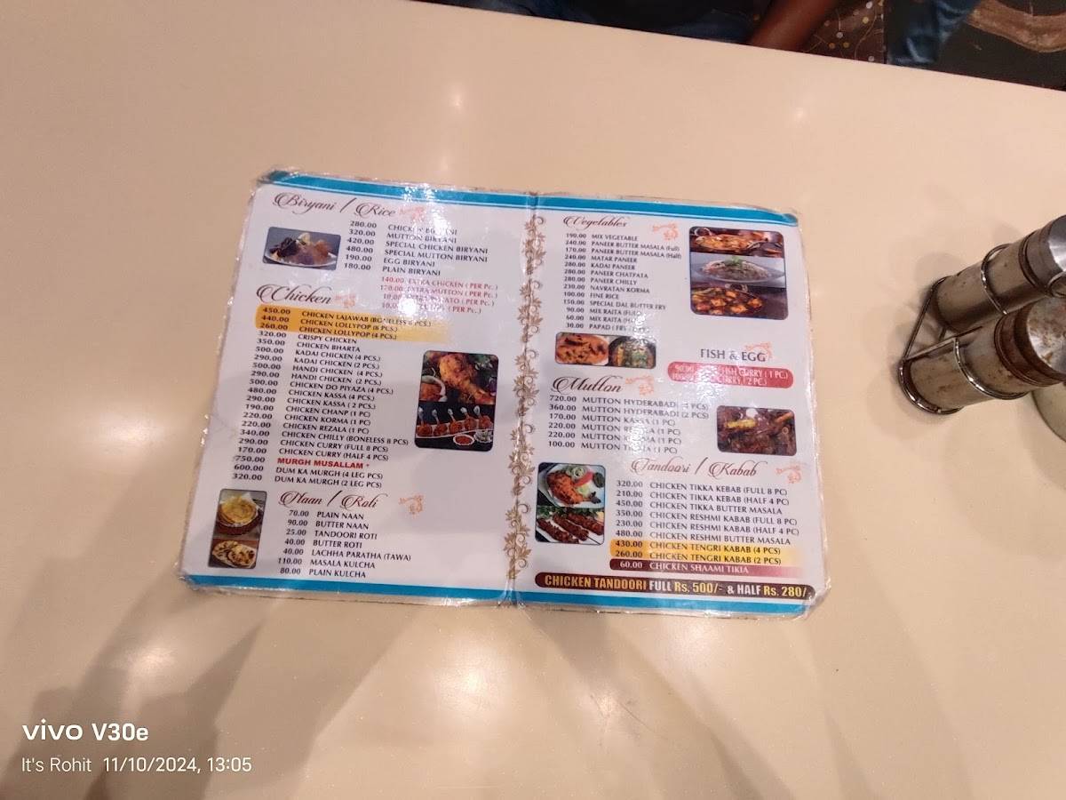 Royal Hotel menu