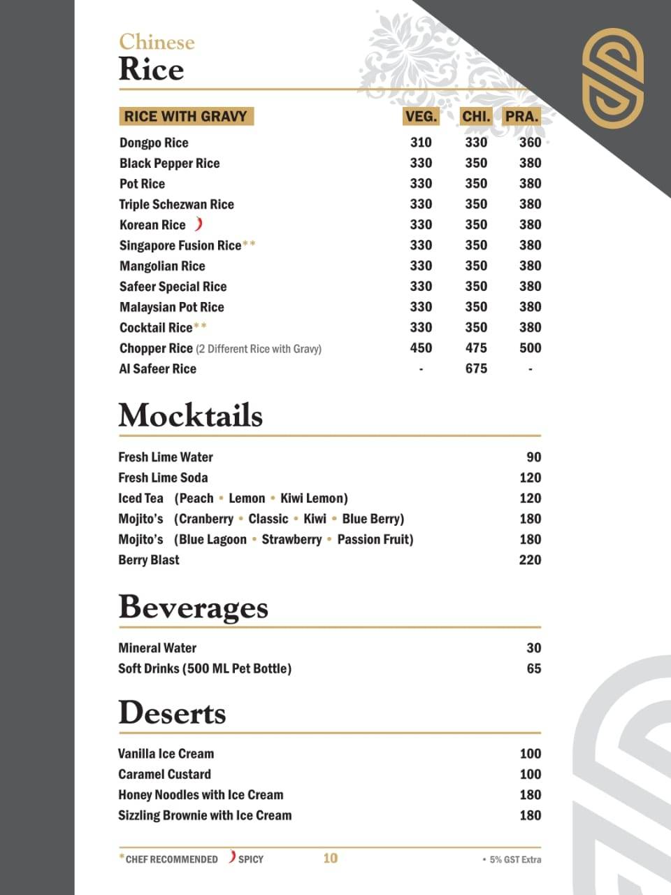 SAFEER MULTI CUISINE menu