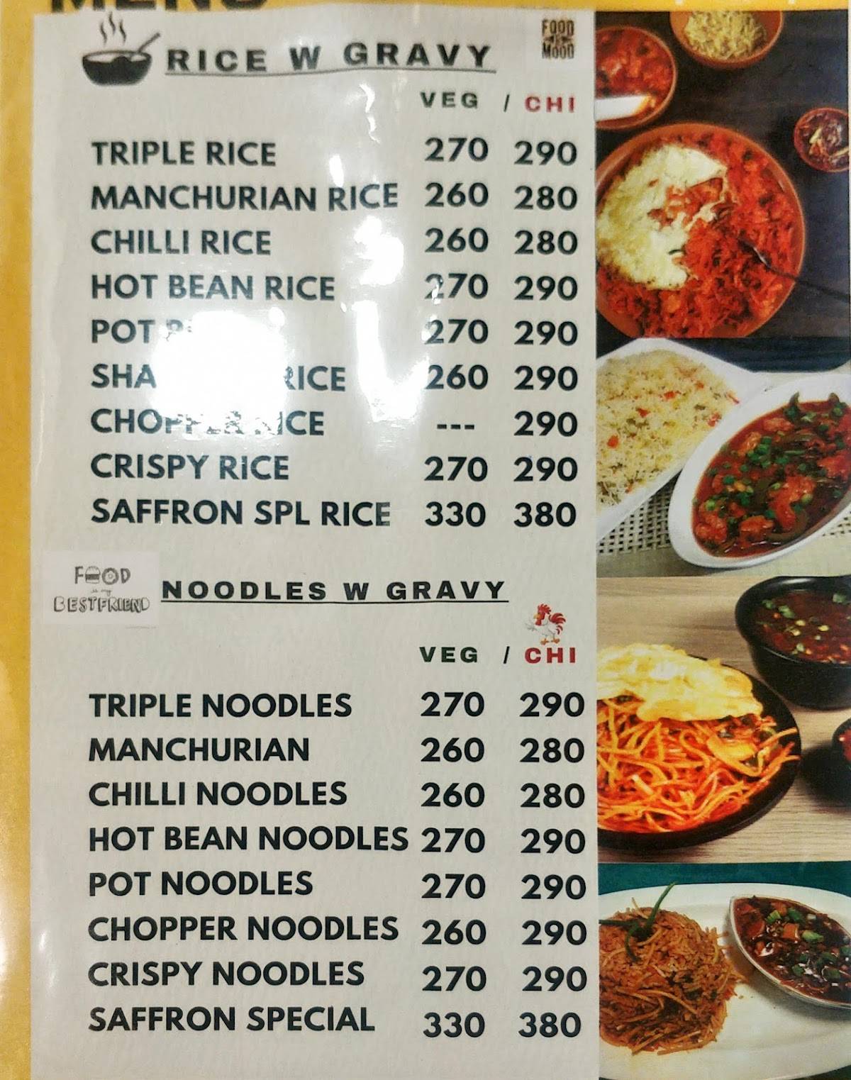 Saffron Express menu